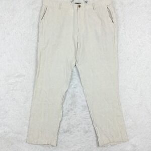 Linen Club Room Mens Pants 100% Linen Natural Straight Leg Luxury Beach 38x30